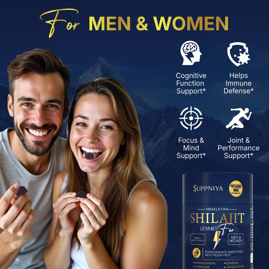 Himalayan Natural Shilajit Gummies for Men & Women – 450 mg Shilajit Resin, Ashwagandha, Ginseng, CoQ10, L-Citrulline – Energy, Focus & Stamina Support